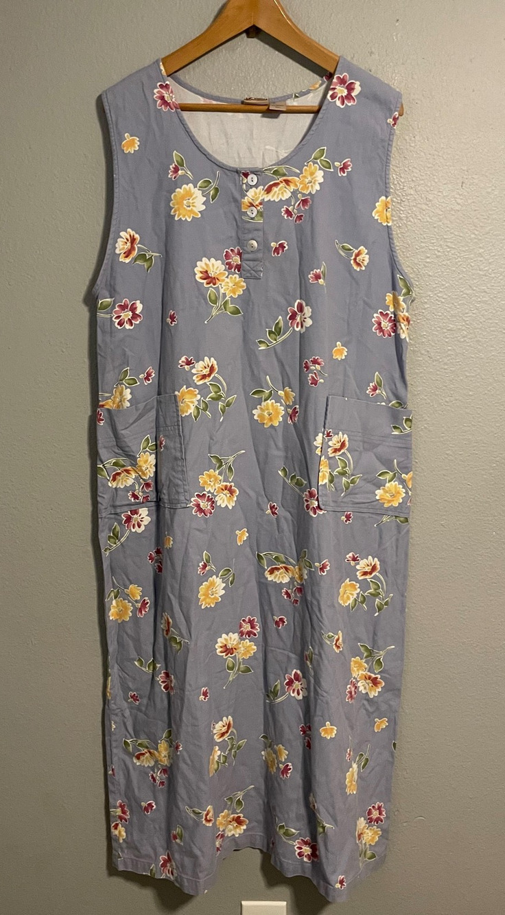 Vintage Woolrich Maxi Dress Womens XL Floral Sleeveless Cottagecore 90s READ